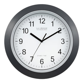 La Crosse WT-3129B wall clock with black frame and 12-inch dial for precise timekeeping