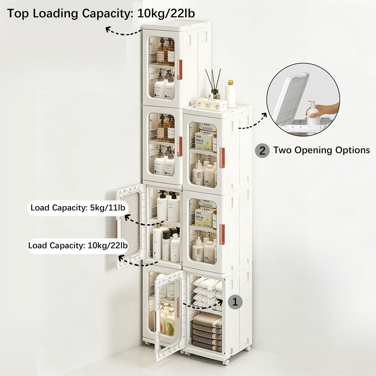 Lacusmall tall narrow storage cabinet durable materials for daily use (PP, PET, PS).