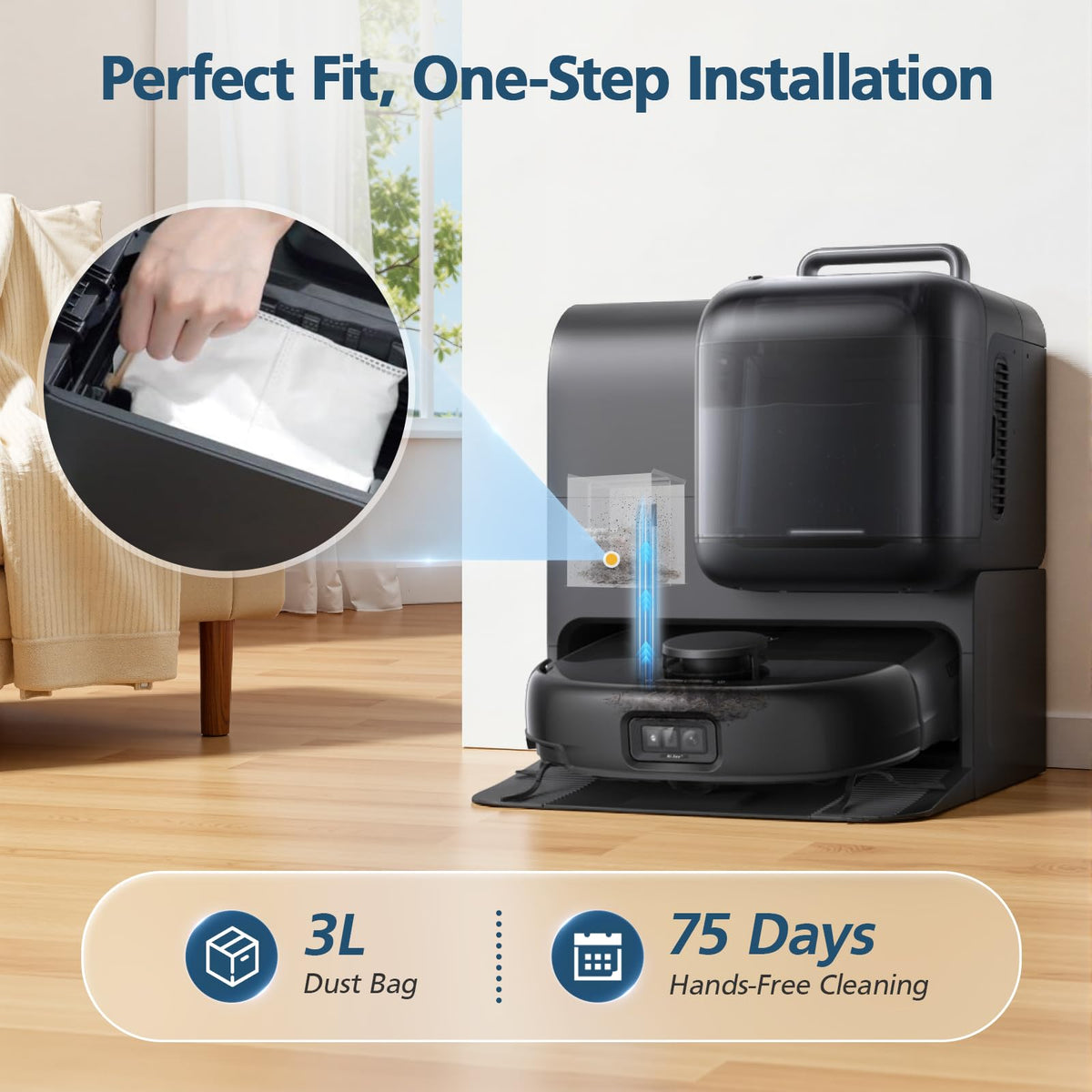 Lacvik leak-proof design prevents dust leakage during disposal.