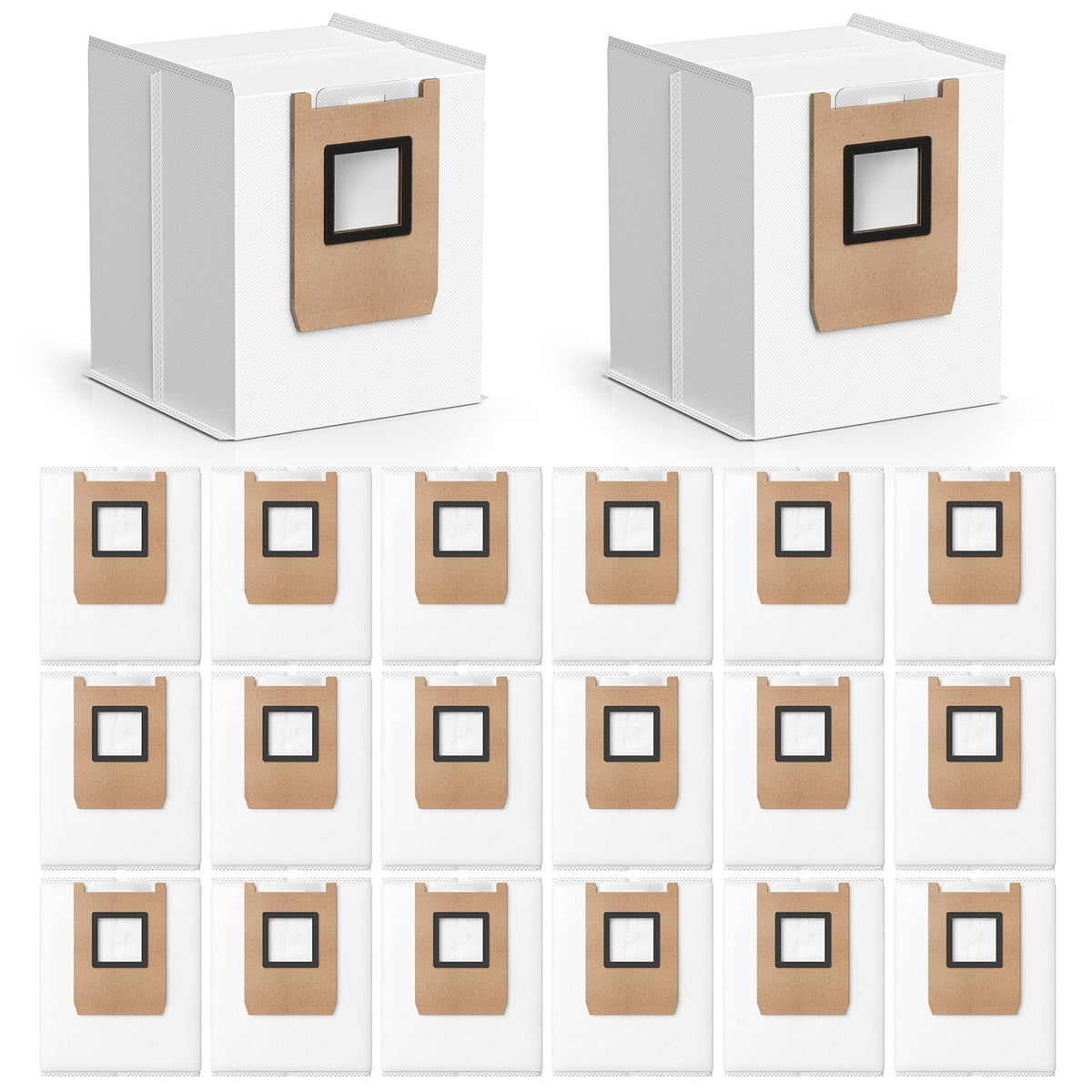 Lacvik E25/E28 dust bag packaging shows a 20-pack with long replacement cycles.