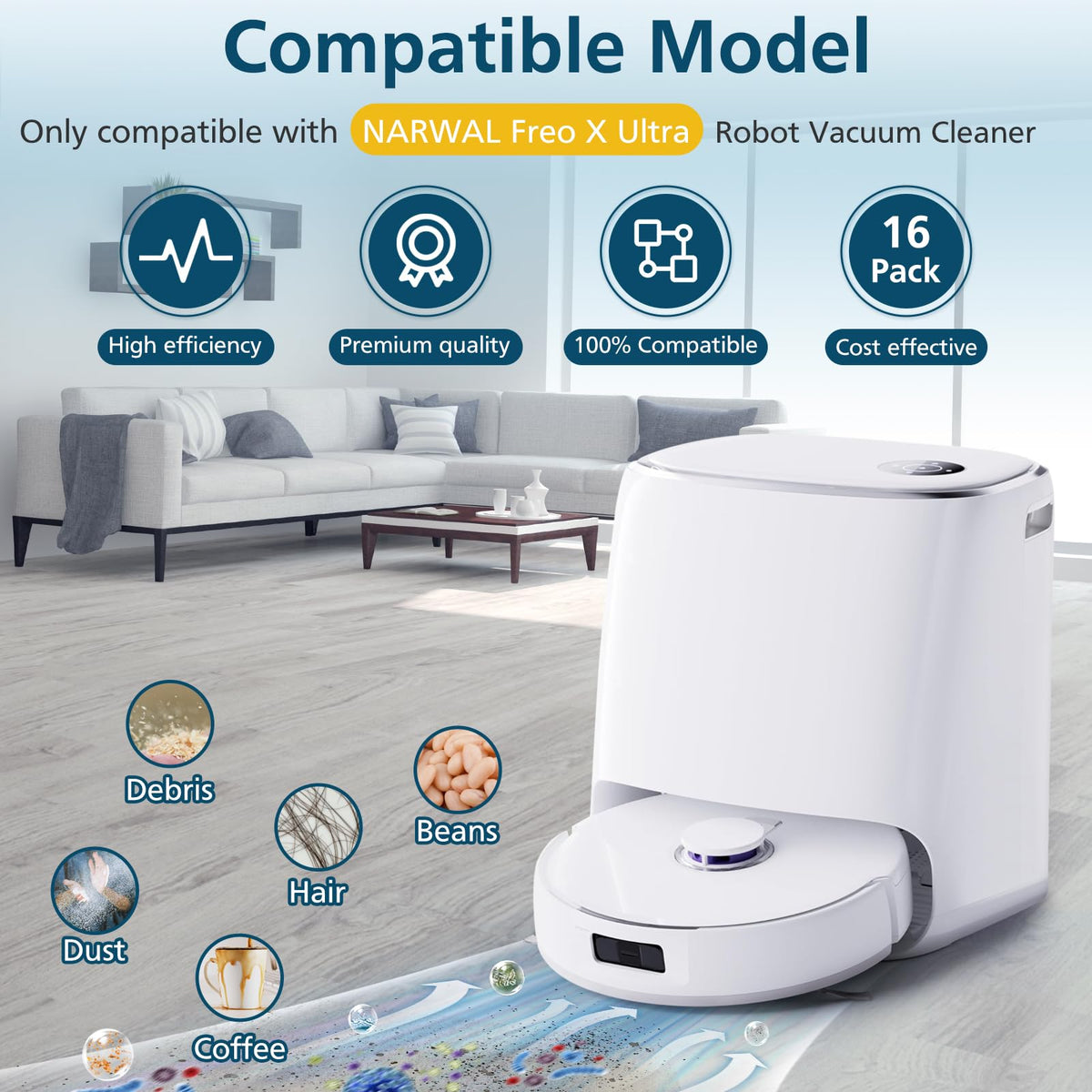 Lacvik Narwal Freo X Ultra HEPA filter for cleaner air during cleaning