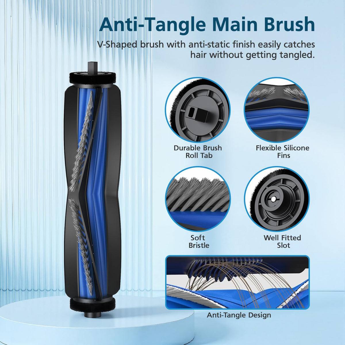 Lacvik T80 Omni side brush reaches corners for edge to edge dust removal