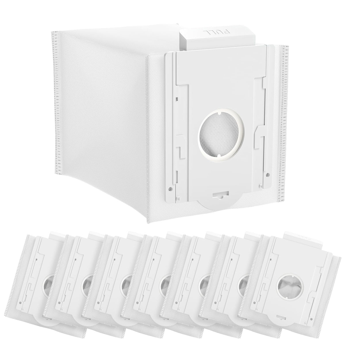 Lacvik VCA-ADB90 dust bags pack open, revealing large capacity for debris.