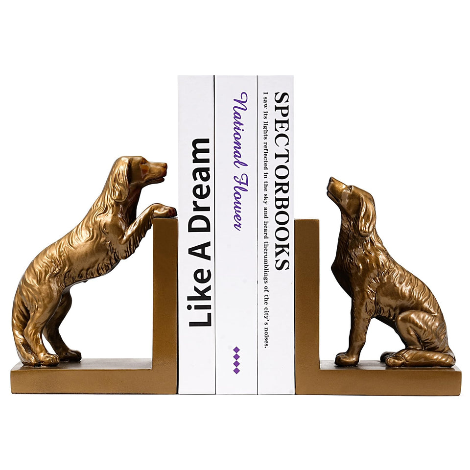 LADDERU dog bookends resin front view showing craftsmanship and texture
