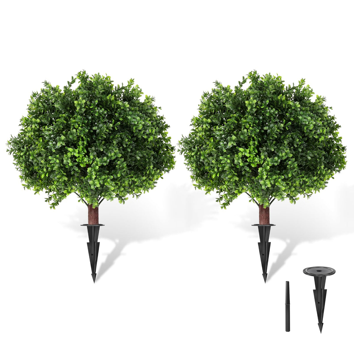 LadyRosian artificial boxwood topiary 25-inch pair enhances curb appeal with evergreen look.