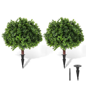 LadyRosian artificial boxwood topiary 25-inch pair enhances curb appeal with evergreen look.