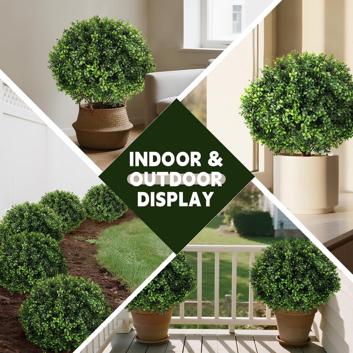 LadyRosian boxwood topiary with stake enables easy assembly.