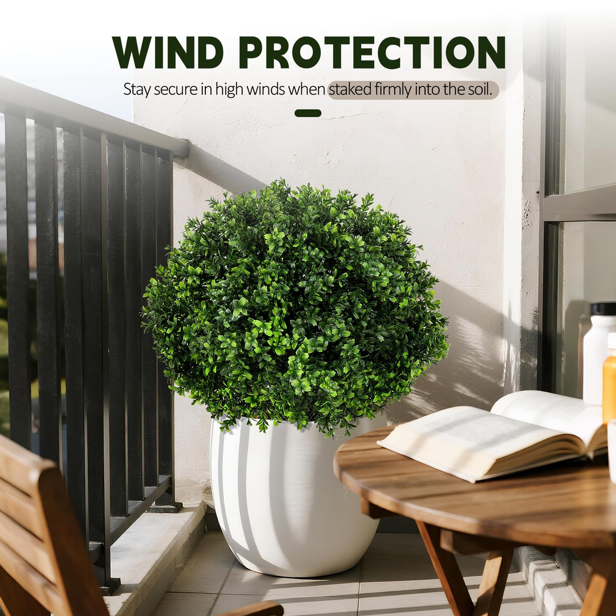 LadyRosian weatherproof boxwood plants withstand sun and rain for outdoor use.