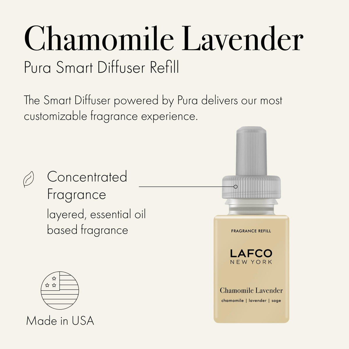 LAFCO Pura smart device setup with chamomile lavender refill demonstrates easy fragrance control