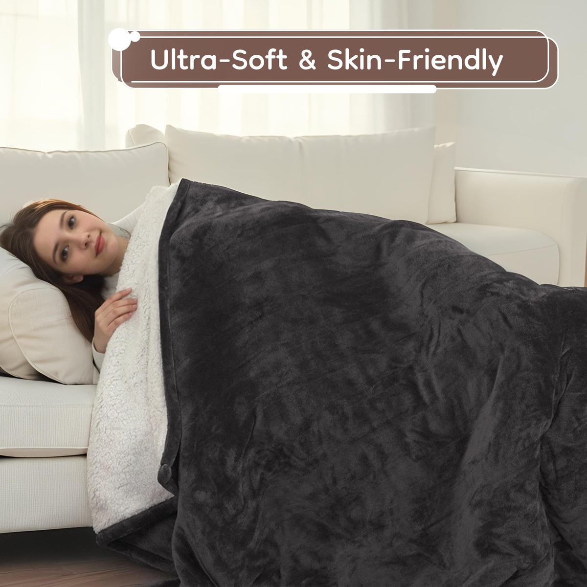 LaffyLo large blanket on bed ideal for adults and guest rooms