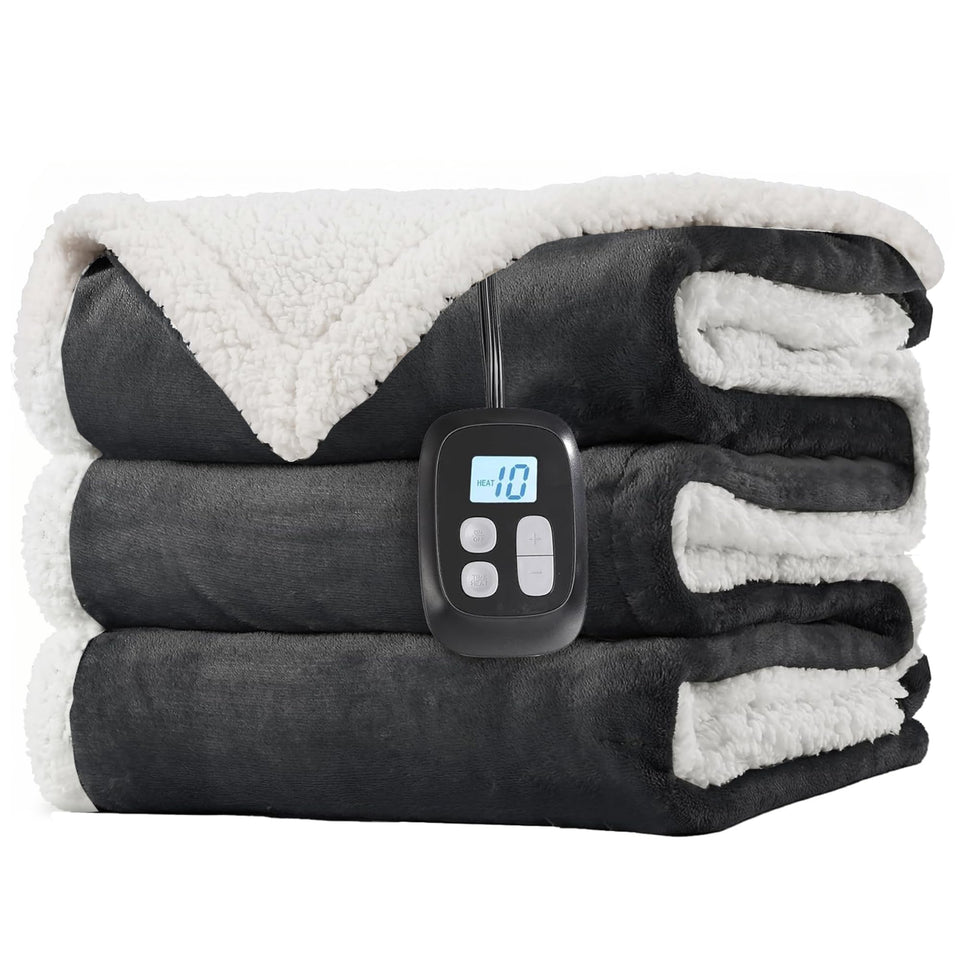LaffyLo electric blanket full-size 72x84 on bed for roomy warmth