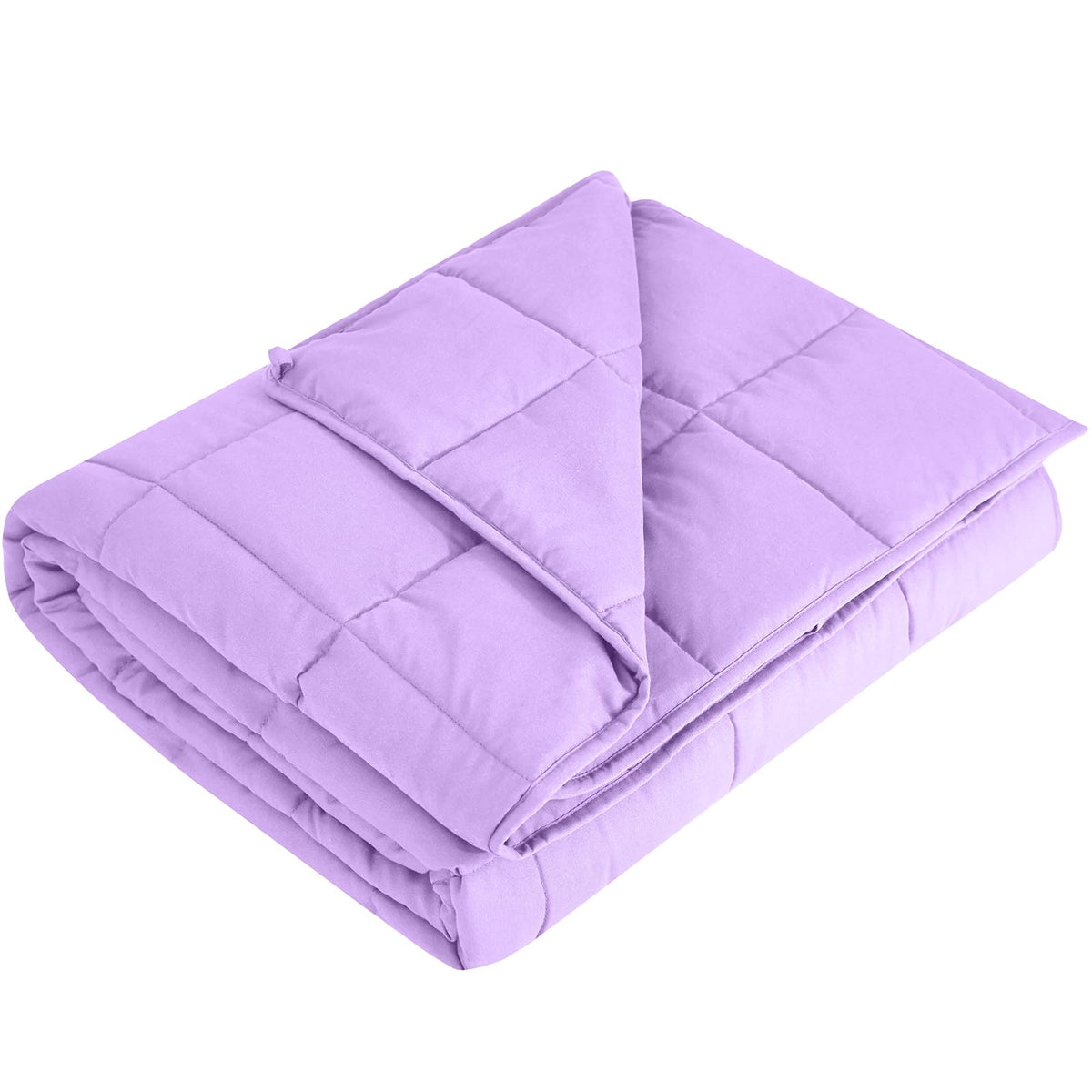 L'AGRATY weighted blanket on bed provides cooling comfort for warm nights.