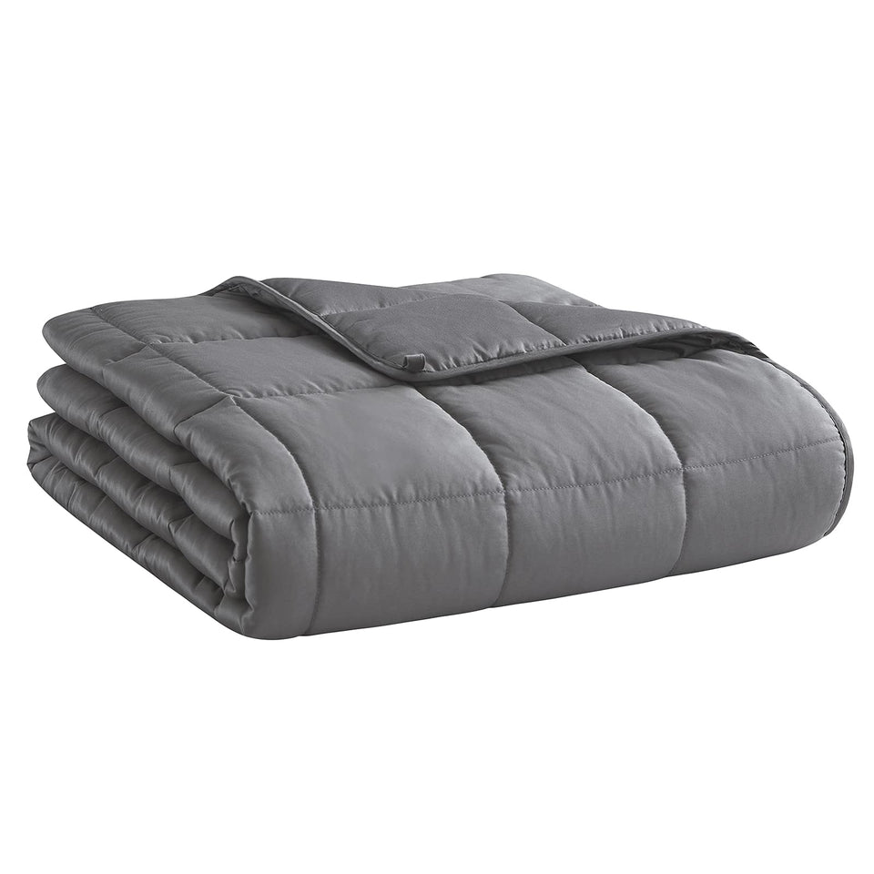 L'AGRATY weighted blanket with soft microfiber fabric for breathable comfort.