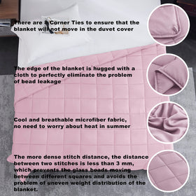 L'AGRATY weighted blanket on bed demonstrates all-season comfort with cooling