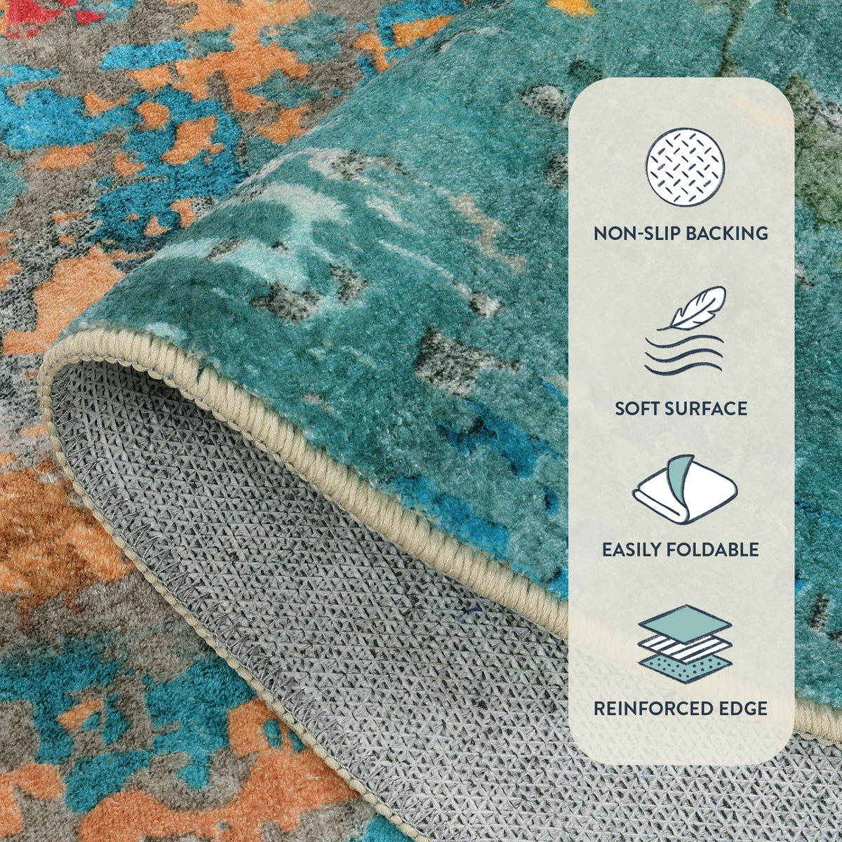 Lahome 8x10 rug beside the bed adds colorful cozy accent.
