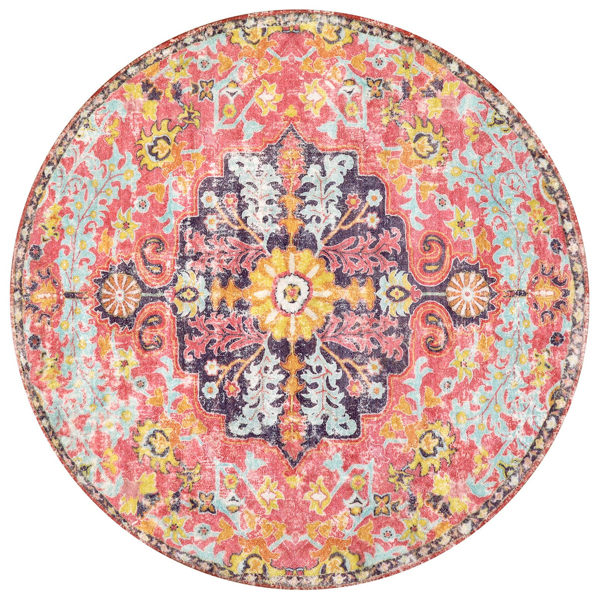 Lahome versatile round rug fits bedrooms, living rooms, nurseries, or offices