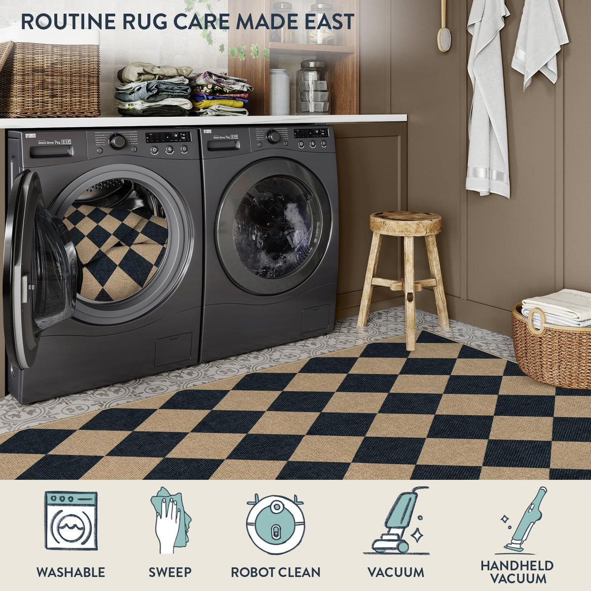 Lahome Colette rug in a bedroom with neutral tones and soft underfoot feel