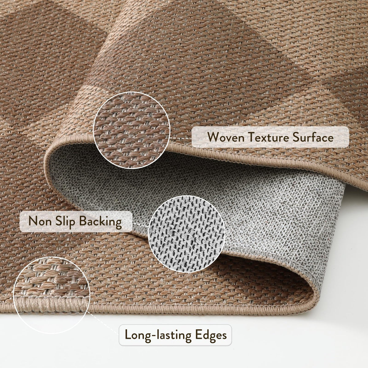 Lahome Colette checkered rug in kitchen area with easy-care fibers.