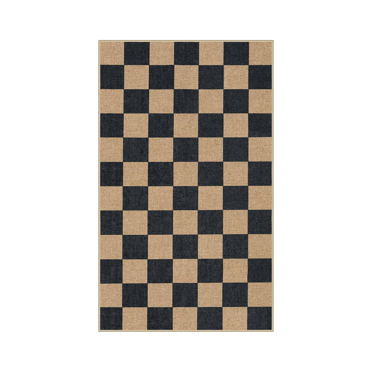 Lahome Colette checkerboard rug RV camping, washable for travel-friendly use.
