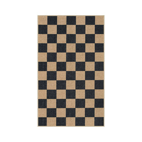 Lahome Colette checkerboard rug RV camping, washable for travel-friendly use.