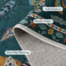 Lahome dark green insect-pattern rug adds natural decor and style.