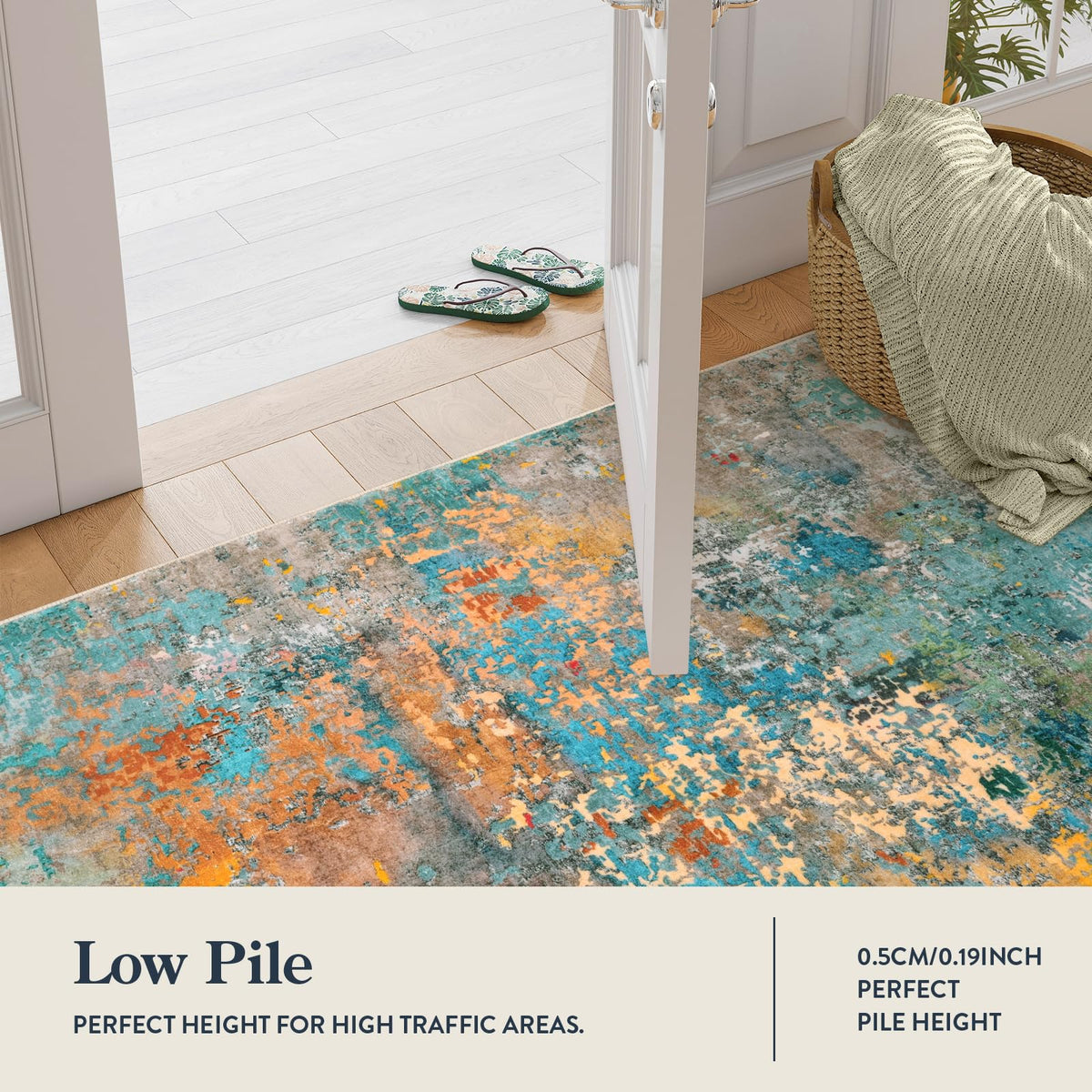 Lahome low-pile rug ideal for dining rooms and offices