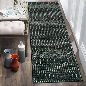 Lahome distressed geometric pattern rug enhances style in busy spaces.