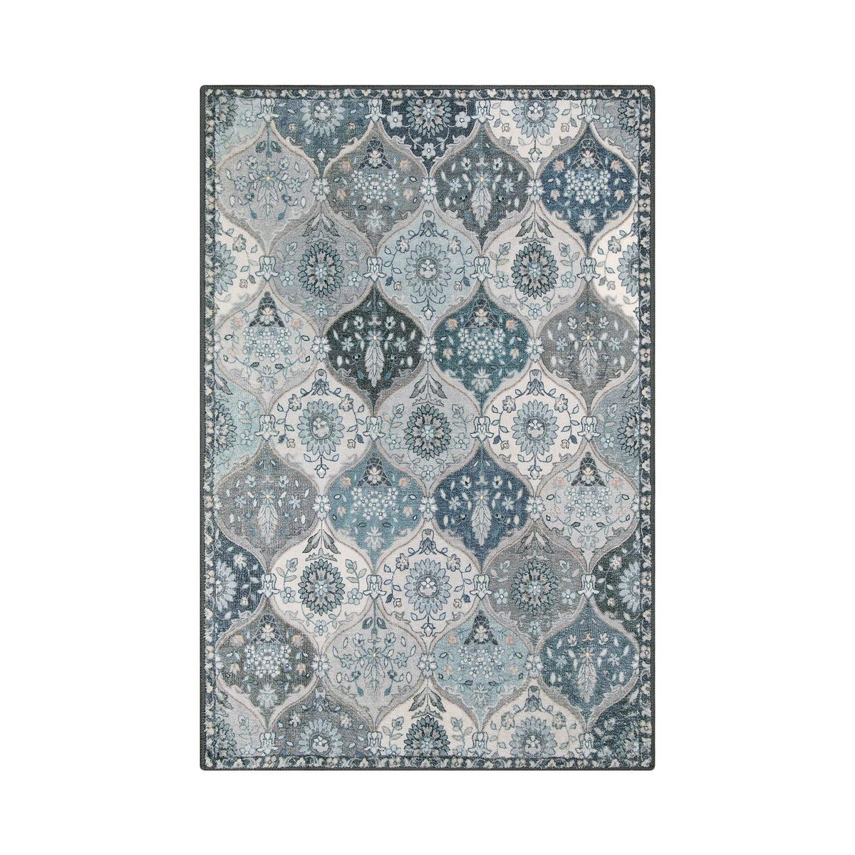 Lahome Elise blue entryway rug with soft faux wool feel for daily comfort.
