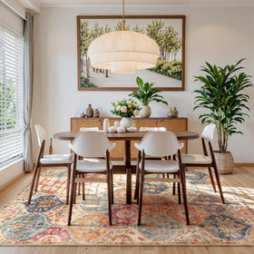 Lahome Elise cream-multi rug in living room demonstrates versatile decor appeal.