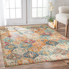 Lahome Elise Moroccan 6x9 rug in living room with warm color and easy maintenance