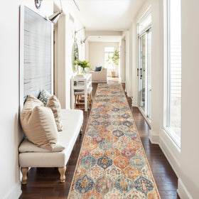 Lahome Elise Moroccan washable runner in cream-multi fits compact entryways with charm.