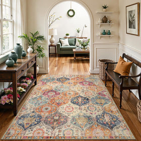 Lahome Elise non-slip backing helps grip on clean flat floors.