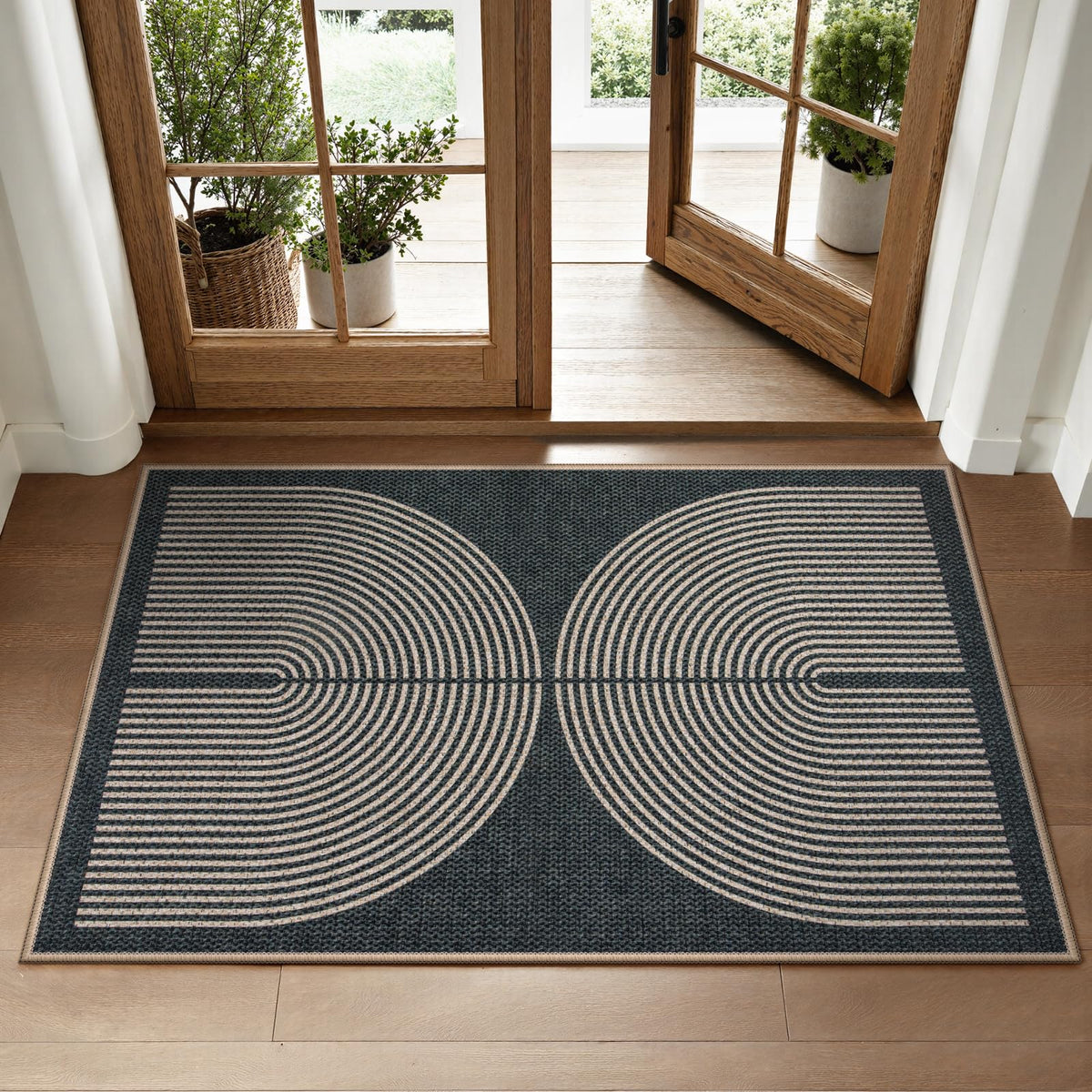 Lahome Enfys Rainbow entryway rug adds color and traps dirt