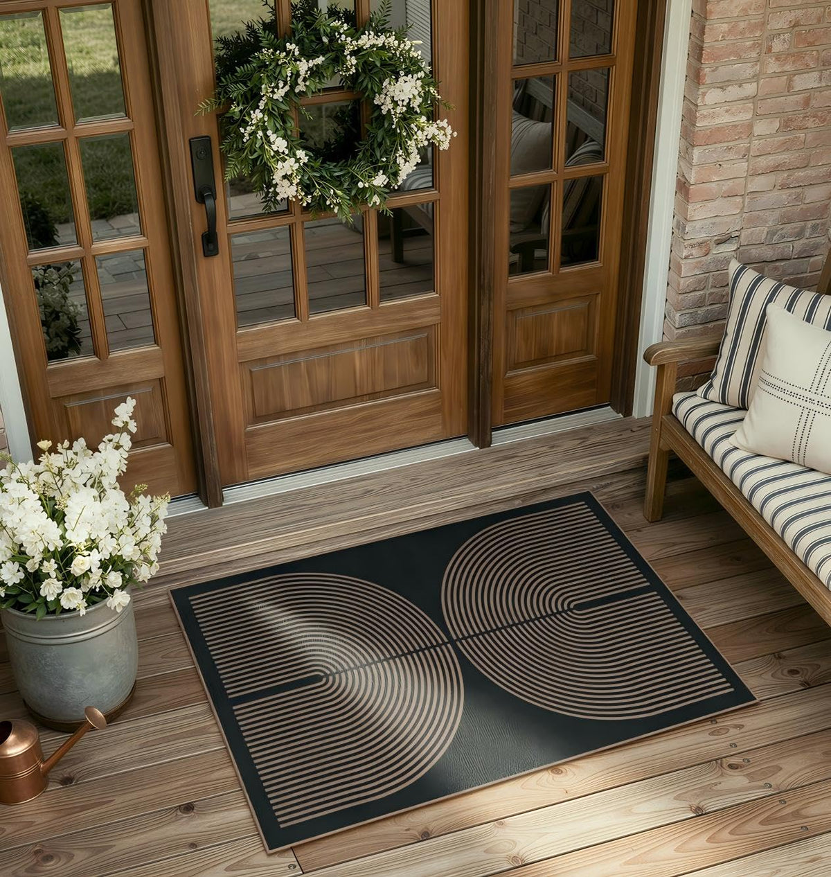 Lahome Enfys Rainbow front door mat with non-slip backing for entry safety
