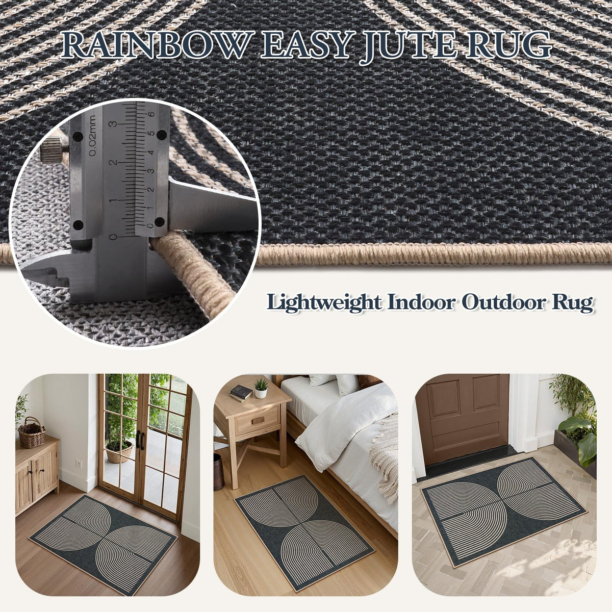 Lahome Enfys Rainbow rug with non-slip backing stays in place on floors