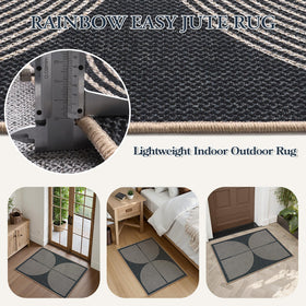 Lahome Enfys Rainbow rug with non-slip backing stays in place on floors