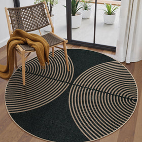 Lahome Enfys rainbow round rug texture closeup showing durable, colorfast surface