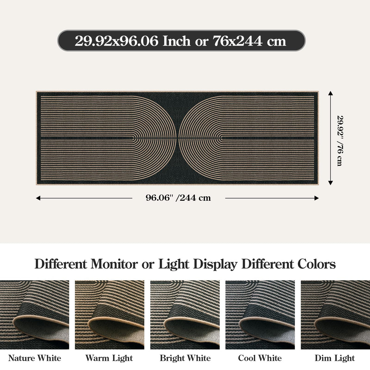 Lahome Enfys non-slip backing keeps the rainbow runner steady.