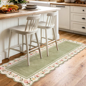 Lahome green boho rug complements bedrooms, bathrooms, and living spaces.