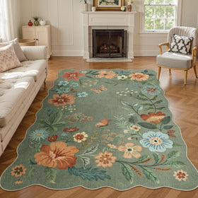 Lahome floral living room rug 5x7 green—soft cushioning for cozy feet