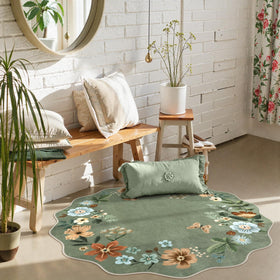 Lahome Floral Round Area Rug 2x6 offers easy cleaning and a cozy touch to hallways.