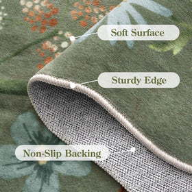 Lahome Floral Round Area Rug features a soft textile underfoot for comfortable daily use.