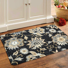 Lahome floral rug with non-slip TPR backing for stability