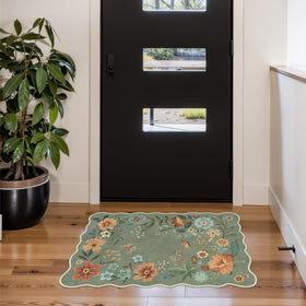 Lahome Floral Rugs soft texture 2x3 green enhances barefoot comfort at home.