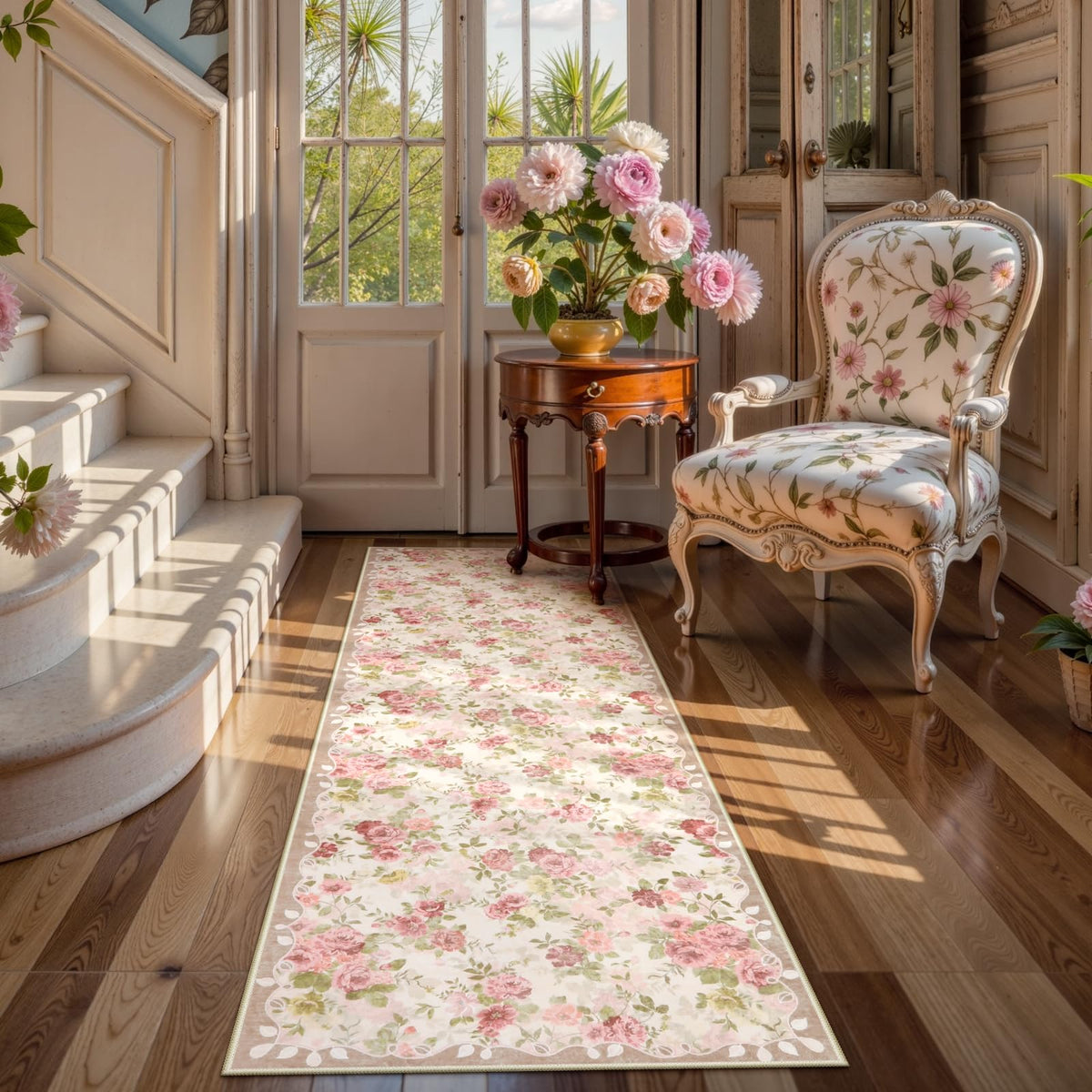 Lahome floral runner is machine washable, keeping colors vibrant after washing.