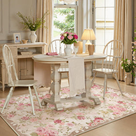 Lahome floral washable 3x5 rug for entryway helps reduce slips.