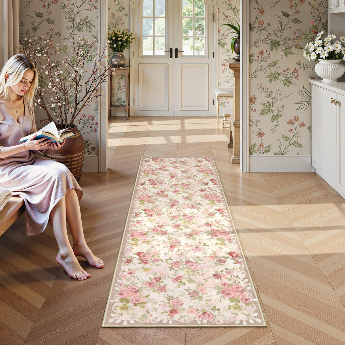 Lahome hallway runner offers low-pile practicality and easy cleaning.