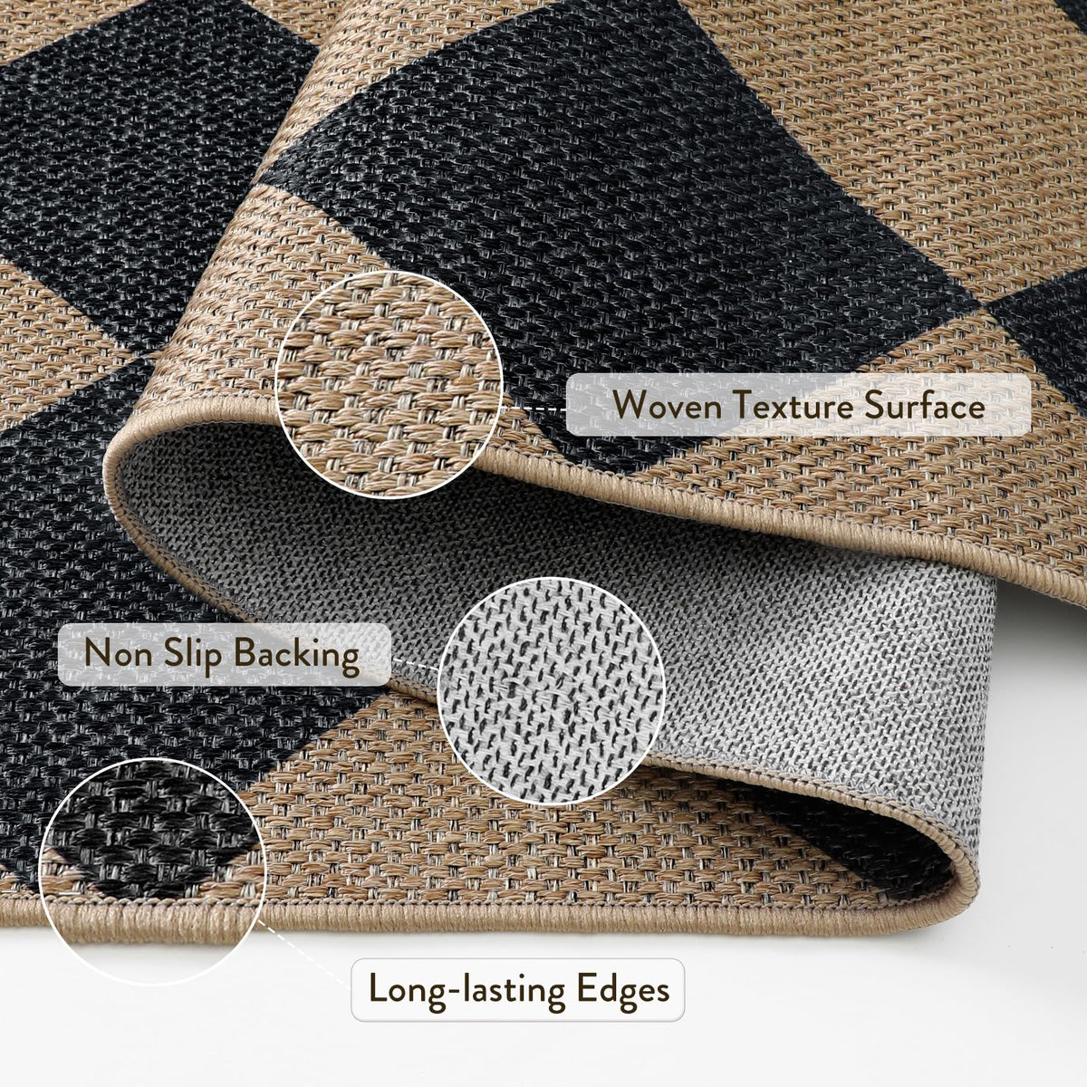 Lahome indoor living room rug checkered design adds cozy, stylish decor.