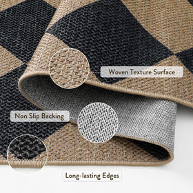 Lahome indoor living room rug checkered design adds cozy, stylish decor.