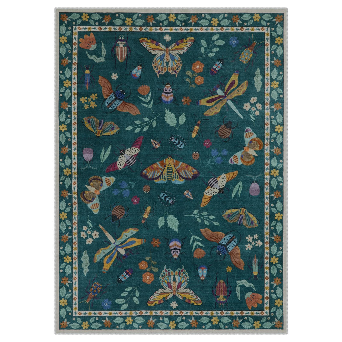 Lahome living room rug enhances room ambiance with modern, insect-inspired design.